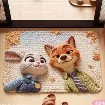 硅藻泥地垫卡通仿编织疯狂动物城朱迪尼克浴室入户门地垫厕所地毯 朱迪尼克1 40m*60cm 1件数 硅藻泥