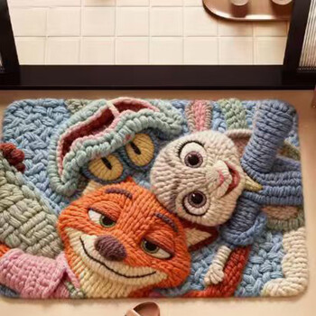 硅藻泥地垫卡通仿编织疯狂动物城朱迪尼克浴室入户门地垫厕所地毯 朱迪尼克3 40m*60cm 1件数 硅藻泥