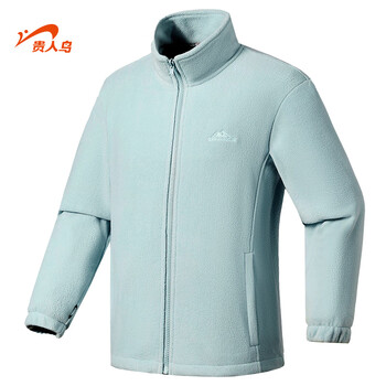 贵人鸟秋冬季男士休闲摇粒绒外套时尚百搭立领上衣服学园风男女同款 以太蓝 2XL