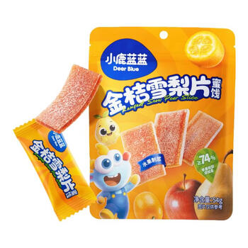 小鹿蓝蓝 宝宝零食 山楂水果条小袋 0添加白砂糖 山楂八珍金桔雪梨片 【1袋体验装】金桔雪梨片/54g