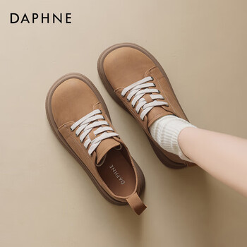 DAPHNE达芙妮牛津鞋女2026春季新款复古经典厚底增高休闲小皮鞋女百搭时尚单鞋 栗色 37