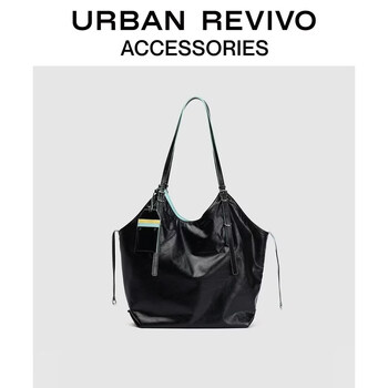 URBAN REVIVO2026春季新款女士复古大容量单肩包UAYB50157 黑色