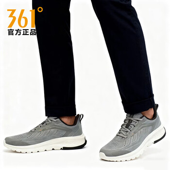 361°男士运动鞋2025秋季新款针织休闲跑鞋轻便鞋子常规跑步鞋 隐形灰/黑炭灰 40