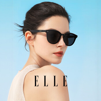 ELLE墨镜男女通用黑超太阳镜旅游户外大框墨镜 EL3004A10黑色镜片