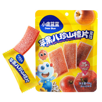 小鹿蓝蓝 宝宝零食 山楂水果条小袋 0添加白砂糖 山楂八珍金桔雪梨片 【1袋体验装】苹果山楂八珍片/54g
