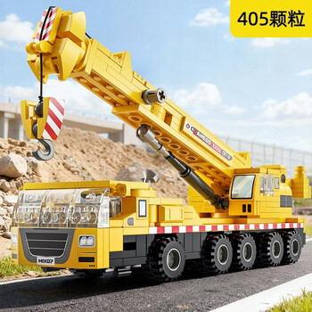 启悟积木拼装玩具儿童工程车系列起重机吊车组装模型小颗粒男孩礼物 99929起重机