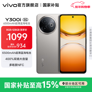 vivo Y300i 全面抗摔金刚盾玻璃 6500mAh超薄蓝海电池 400%双扬大音量 多场景NFC 手机 钛色 8GB+1