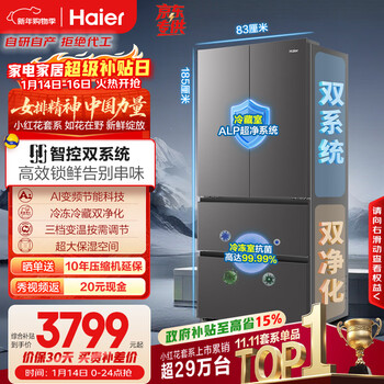 海尔（Haier）「小红花系列」550L法式多门母婴冰箱双系统双净化0串味除菌变温BCD-550WGHFDC9GYU1国家补贴