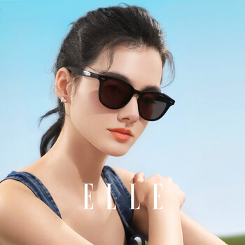 ELLE墨镜男女通用黑超太阳镜旅游户外大框墨镜 EL3004A20深茶色镜片