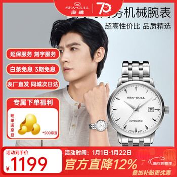 海鸥手表男士机械表全自动2130机芯经典三针国产男表362 819.12.6613白盘条钉