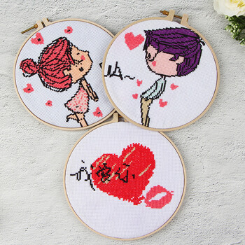 十字绣线绣2019新款简单diy手工刺绣客厅卧室情侣结婚小幅丝带绣 情侣