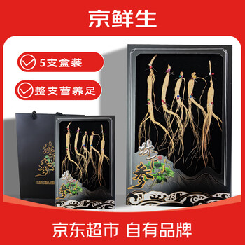 京鲜生长白山人参 林下参雅黑礼盒5支净重17±2g泡酒煲汤送长辈礼物滋补