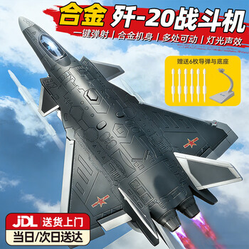 活石飞机模型战斗机歼20模型合金航模飞机模型手办男生生日礼物黑科技 1:84歼-20战斗机模型 【送支架+可发射导弹8发+礼盒】 退伍礼物儿童玩具飞机金属模型8-14岁男孩礼物纪念品