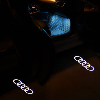 适用于奥迪车门迎宾灯A4L/A3/A6L/A5/A7/Q3/Q7/Q5改装高清镭射投影灯照地氛围灯 奥迪原车标白色款【玻璃镜片】一对