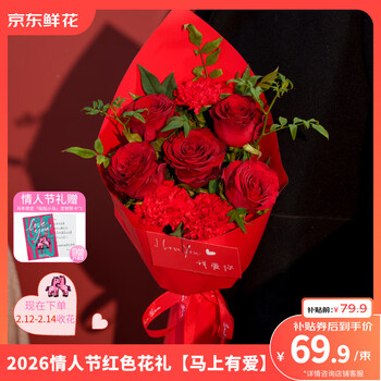 京东鲜花情人节礼混合花礼品花束红色款送爱人礼物源头直发