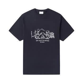 哥伦比亚（Columbia）男子图案印花圆领户外运动短袖AE2306-011 2XL 黑色