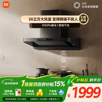 米家抽吸油烟机巨能吸S10 26风量大吸力欧式顶侧一体 一级能效家用厨房烟灶联动上门安装以旧换新MJ09