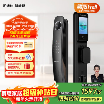 凯迪仕（KAADAS）智能门锁人脸识别可视猫眼大屏全自动指纹锁密码锁 Q20F Pro双摄