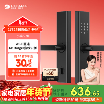 德施曼（DESMAN）智能门锁家用防盗锁指纹密码识别小嘀V20