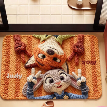 疯狂动物城尼克朱迪卡通硅藻泥浴室地垫吸水防滑房间入户门口脚垫 朱迪尼克2 40m*60cm1件数硅藻泥