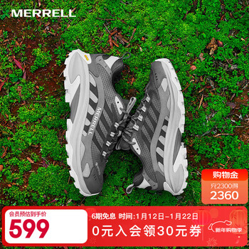 迈乐（Merrell）MOAB SPEED 2GTX户外低帮男女款越野鞋防水防滑轻量越野跑徒步鞋 J037515柏油灰男 40