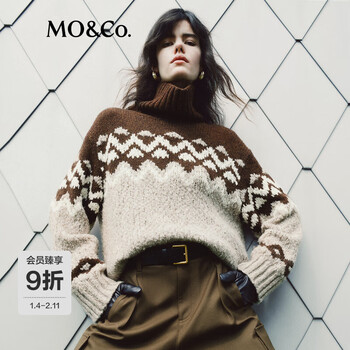 MO&Co.毛衣2025冬新品意大利精工绵羊毛厚实费尔岛花纹宽松MBE4SWT079 费尔岛图案色 M /165