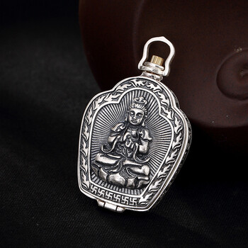 爱帛哆(aiboduo)施华洛世奇锆s990足银本命佛吊坠储物中空心可打开