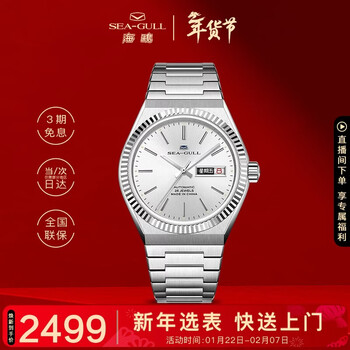 海鸥（SEAGULL）手表男士自动机械表 精钢钻双历经典革新版男士手表生日礼物1075