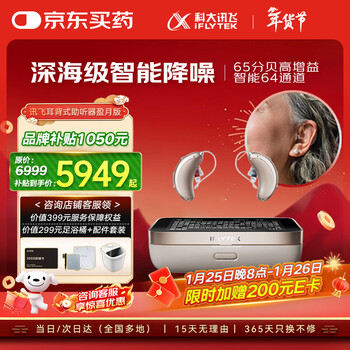 科大讯飞年货送礼 RIC耳背式助听器老年人重度听损隐形上门验配 盈月双耳