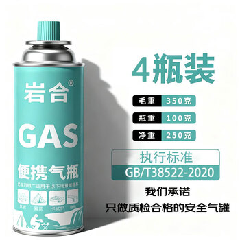 岩合卡式炉气罐通用 便携户外野营烧烤安全防爆气瓶 丁烷瓦斯煤燃气罐 250g*4瓶