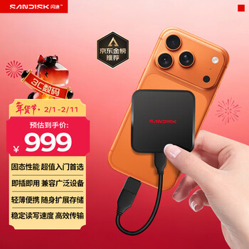 闪迪（SanDisk）ELE 1TB 移动固态硬盘（PSSD）新元素 type-c接口 小巧便携手机直连笔记本两用外接 办公存储西数