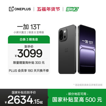 一加 13T 16GB+512GB 云墨黑 oppo 性能超强小直屏 骁龙 8 至尊版 6260mAh电池 智能游戏手机 国家补贴