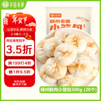 华田禾邦 嵊州老面小笼包 500g 20个 小葱鲜肉 生煎包速食儿童早餐半成品