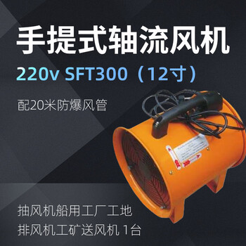 卓越沪一 手提式轴流风机220v 配20米防爆风管SFT300（12寸）抽风机船用工厂工地排风机工矿送风机 1台