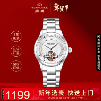 海鸥（SEAGULL）手表男自动机械表镂空飞轮男士手表生日礼物男表 银翼816.11.1090