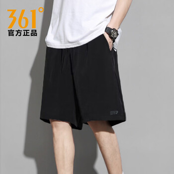 361°运动短裤男款2026夏季薄款宽松直筒速干运动五分裤男 超级黑 L -175/80A