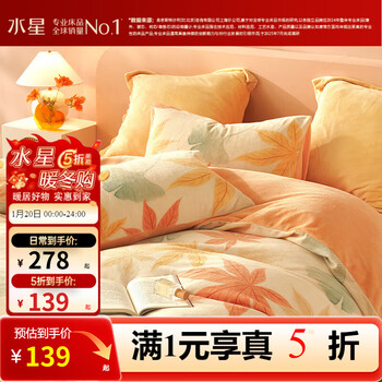 水星家纺出品百丽丝牛奶绒三/四件套 A类加厚秋冬抗静电家用宿舍套件  秋水茗枫【A类品质&抗静电】 1.8米床 床单款 （被套220*240cm）