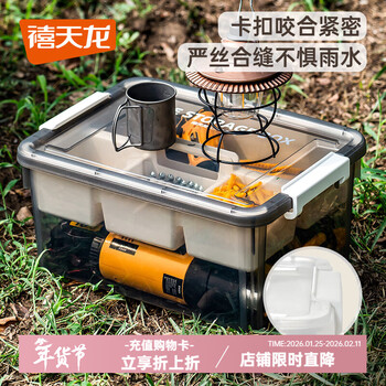 禧天龙（Citylong）工具箱大号收纳箱空箱五金双层大容量汽修家用车载箱 烟熏灰 瓷白隔板 装 1个