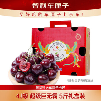 京鲜生 智利车厘子超级巨无霸4J 5斤礼盒果径32-34mm 水果礼盒 送卡尺