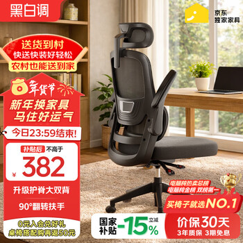 黑白调P1二代 人体工学椅电脑电竞椅子人工力学座椅办公椅 双背联动扶手