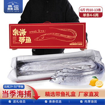 鱻谣北纬29-30°东海大号带鱼礼盒6斤  单条4-6两 鲜带鱼礼盒源头直发