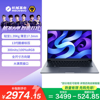 机械革命【国家补贴】无界14S 斗战版 酷睿i5H(i5-13420H 16G 1T 高色域 灰)轻薄本游戏本笔记本电脑