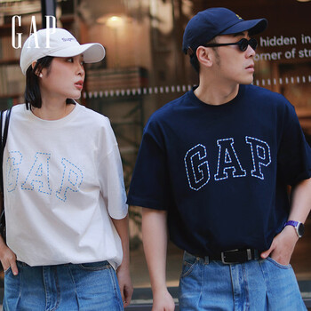 盖璞Gap男女装2026春季新款纯棉logo字母宽松短袖T恤百搭上衣868224 海军蓝 L (175/96A)亚洲尺码