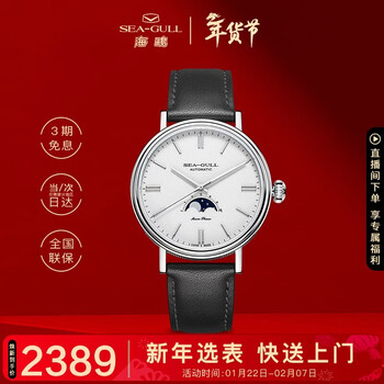 海鸥（SEAGULL）手表男士自动机械表 月相男士手表 生日礼物男表819.12.6136