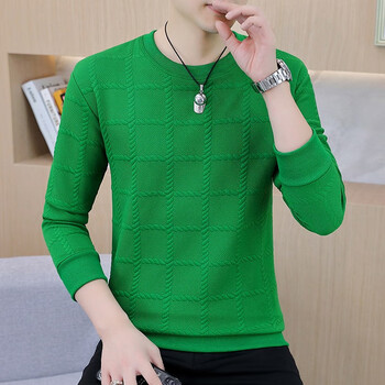 长袖t恤男士秋季韩版潮流丅恤打底衫秋衣t袖上衣服秋装宽松卫衣 绿色