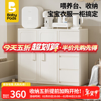 babypods儿童衣柜喂养台收纳柜抽屉式储物柜婴儿宝宝衣服衣物收纳置物柜 【0甲醛】极简组合二