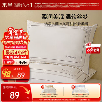 水星家纺蚕丝枕头 A类抑菌护颈椎枕头芯 家用软枕头成人一对装48cm*74cm