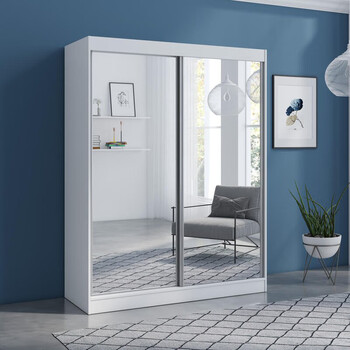 新款玻璃衣柜  新款现代简约镜面移门大推拉门衣橱家用卧室储物柜