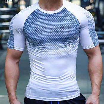 mostspot 短袖速干健身衣 男健身房训练服弹力紧身衣半袖运动跑步t恤