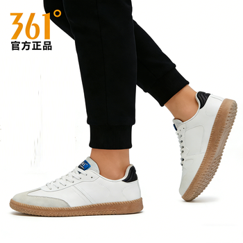 361°男鞋德训鞋2026春秋季新款休闲鞋子经典T头鞋板鞋运动鞋男款 361度白/经典褐灰 41